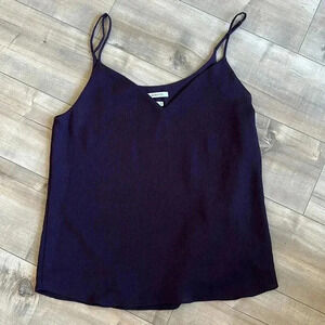 Aritzia Babaton Plum Eggplant Purple Tank Blouse V-Neck Textured Sz M